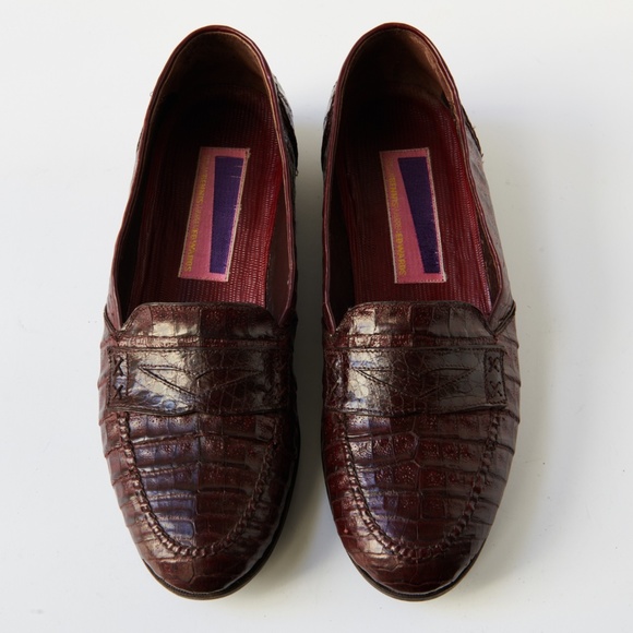 80s - SUSAN BENNIS - WARREN EDWARDS - Loafer - Men\'s - 10 - Wine - Crocodile